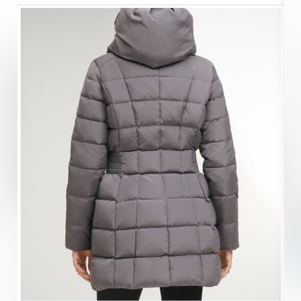 Cole Haan Signature Coat Women’s Size XS Hooded Taffeta Down Puffer Gray Carbon - Picture 2 of 10